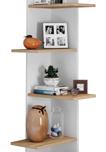 VCM NORDIC Balos XL Eckwandregal - Weiß/Naturholz