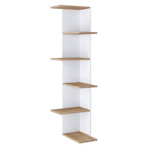 VCM NORDIC Balos XL hjrne vegghylle - hvit/naturtre