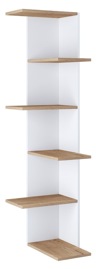 VCM NORDIC Balos XL Eckwandregal - Weiß/Naturholz