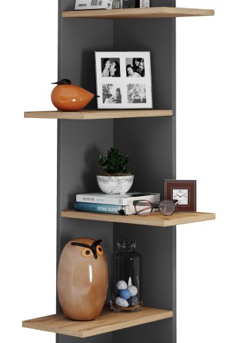 VCM NORDIC Balos XL Eckwandregal - Anthrazitgrau/Naturholz