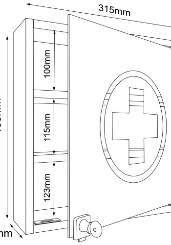 VCM NORDIC Hustila S Medizinschrank, mit 1 abschließbaren Glastür und 2 Einlegeböden – Holz weiß