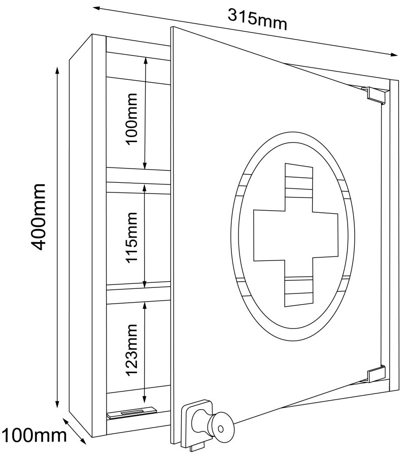 VCM NORDIC Hustila S Medizinschrank, mit 1 abschließbaren Glastür und 2 Einlegeböden – Holz weiß