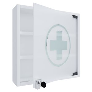 VCM NORDIC Hustila S medicinskab, m. 1 lsbar glaslge og 2 hylder - hvid tr