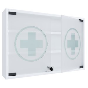 VCM NORDIC Hustila M medicinskab, m. 2 lsbare glaslger og 2 hylder - hvid tr