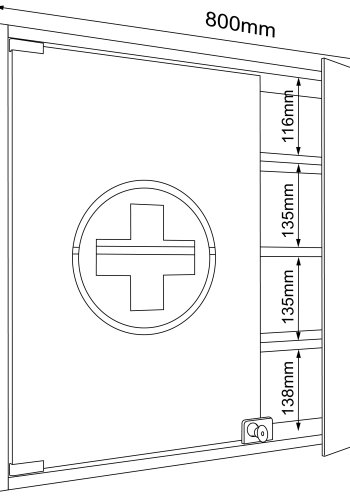 VCM NORDIC Hustila L Medizinschrank, mit 2 abschließbaren Glastüren und 3 Einlegeböden – Holz weiß