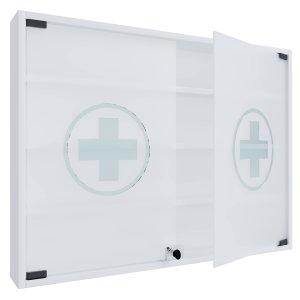 VCM NORDIC Hustila L medicinskab, m. 2 lsbare glaslger og 3 hylder - hvid tr