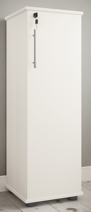 VCM NORDIC Engalo L bokhylle for CDer og DVDer, med ls, 1 dr og 10 hyller - hvitt tre