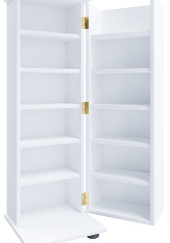 VCM NORDIC Engalo L bokhylle for CDer og DVDer, med ls, 1 dr og 10 hyller - hvitt tre