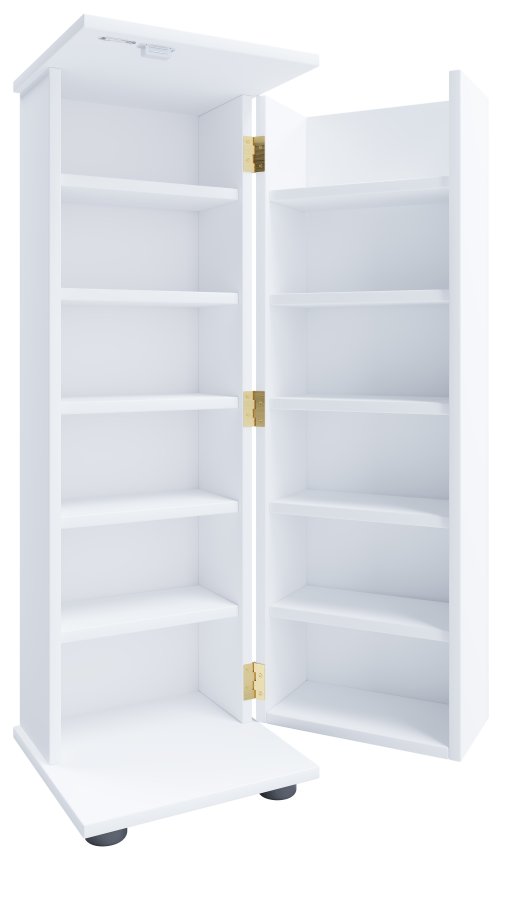 VCM NORDIC Engalo L bokhylle for CDer og DVDer, med ls, 1 dr og 10 hyller - hvitt tre