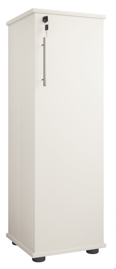 VCM NORDIC Engalo L bokhylle for CDer og DVDer, med ls, 1 dr og 10 hyller - hvitt tre