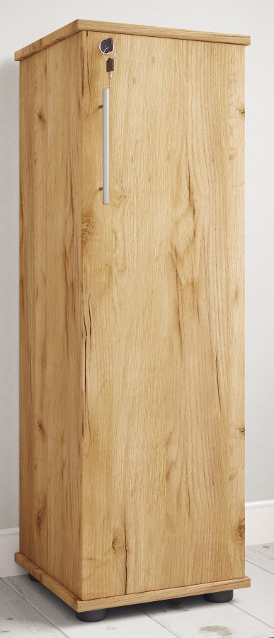 VCM NORDIC Engalo L bokhylle for CDer og DVDer, m. ls, 1 dr og 10 hyller - naturtre