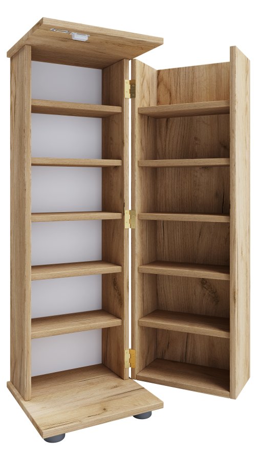 VCM NORDIC Engalo L bokhylle for CDer og DVDer, m. ls, 1 dr og 10 hyller - naturtre