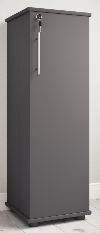 VCM NORDIC Engalo L bokhylla fr CD- och DVD-skivor, med ls, 1 drr och 10 hyllplan - antracitgrtt tr