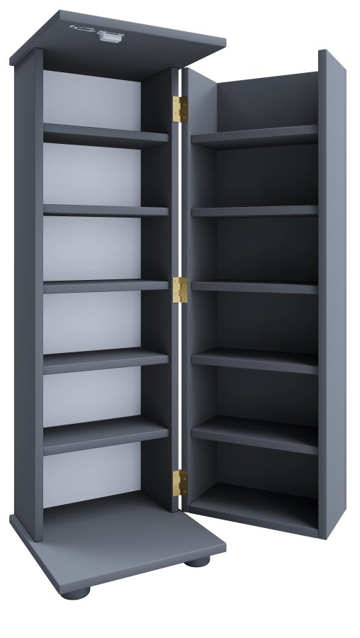 VCM NORDIC Engalo L bokhylla fr CD- och DVD-skivor, med ls, 1 drr och 10 hyllplan - antracitgrtt tr