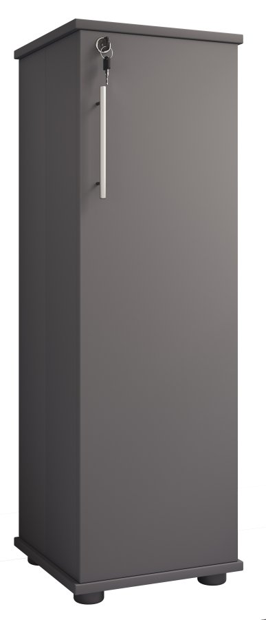 VCM NORDIC Engalo L bokhylla fr CD- och DVD-skivor, med ls, 1 drr och 10 hyllplan - antracitgrtt tr