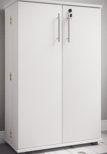 VCM NORDIC Engalo XL hylle for CDer og DVDer, m. ls, 2 drer og 20 hyller - hvitt tre