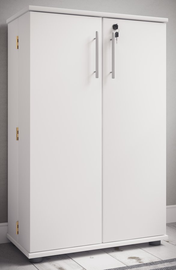 VCM NORDIC Engalo XL hylle for CDer og DVDer, m. ls, 2 drer og 20 hyller - hvitt tre