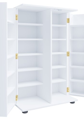 VCM NORDIC Engalo XL hylle for CDer og DVDer, m. ls, 2 drer og 20 hyller - hvitt tre