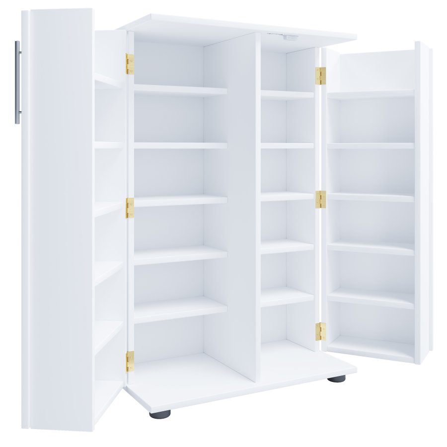 VCM NORDIC Engalo XL hylle for CDer og DVDer, m. ls, 2 drer og 20 hyller - hvitt tre