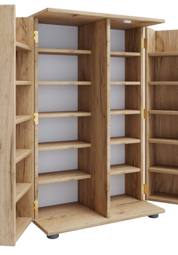 VCM NORDIC Engalo XL hylle for CDer og DVDer, m. ls, 2 drer og 20 hyller - naturtre