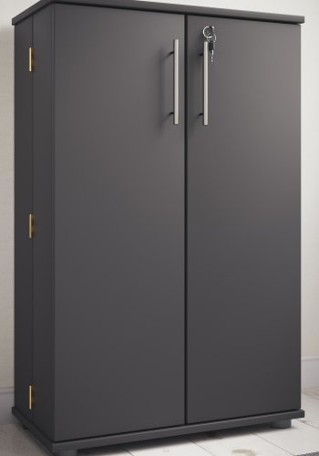 VCM NORDIC Engalo XL hylle for CDer og DVDer, m. ls, 2 drer og 20 hyller - antrasittgrtt tre