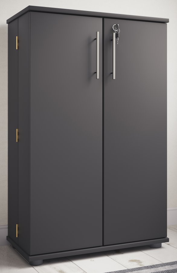 VCM NORDIC Engalo XL hylle for CDer og DVDer, m. ls, 2 drer og 20 hyller - antrasittgrtt tre