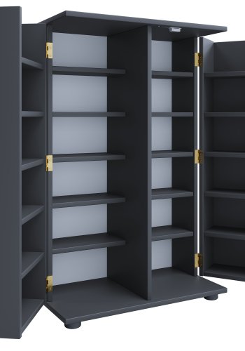 VCM NORDIC Engalo XL hylle for CDer og DVDer, m. ls, 2 drer og 20 hyller - antrasittgrtt tre