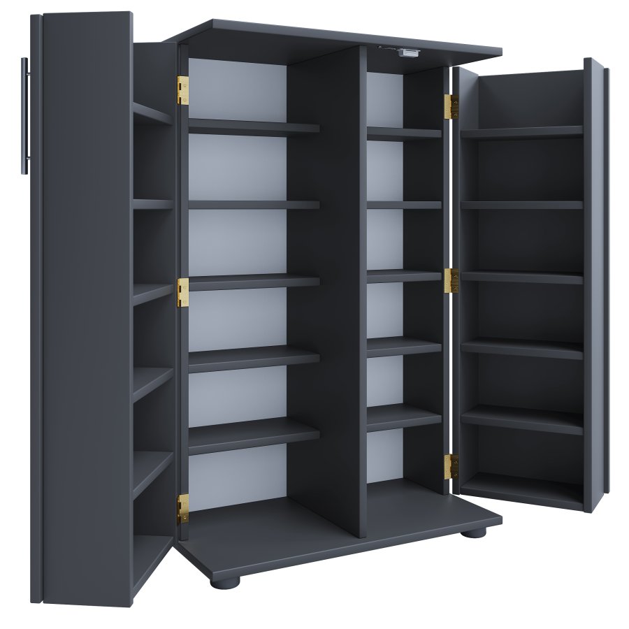 VCM NORDIC Engalo XL hylle for CDer og DVDer, m. ls, 2 drer og 20 hyller - antrasittgrtt tre