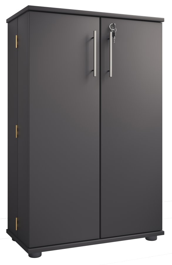 VCM NORDIC Engalo XL hylle for CDer og DVDer, m. ls, 2 drer og 20 hyller - antrasittgrtt tre