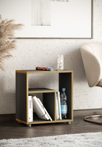 VCM NORDIC Zeito sidebord, m. 2 rom - antrasittgr/naturtre (50x30)