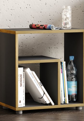 VCM NORDIC Zeito sidebord, m. 2 rom - antrasittgr/naturtre (50x30)