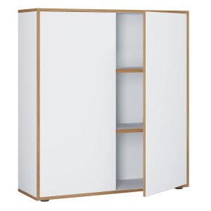 VCM NORDIC Salia B100 kontorbokhylle, m. 2 drer og 2 justerbare hyller - hvit og naturlig tre