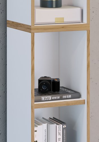 VCM NORDIC Salia B30 Büroregal mit 3 verstellbaren Böden - Weiß und Naturholz