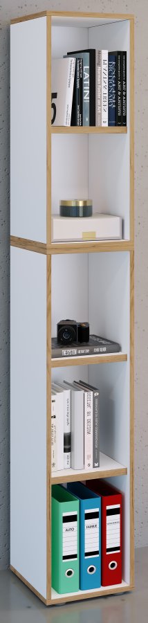 VCM NORDIC Salia B30 Büroregal mit 3 verstellbaren Böden - Weiß und Naturholz