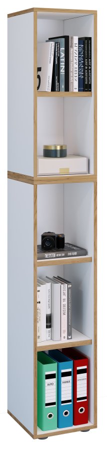 VCM NORDIC Salia B30 Büroregal mit 3 verstellbaren Böden - Weiß und Naturholz