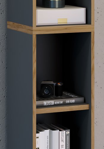 VCM NORDIC Salia B30 Büroregal mit 3 verstellbaren Böden - Anthrazitgrau und Naturholz