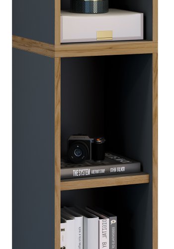 VCM NORDIC Salia B30 Büroregal mit 3 verstellbaren Böden - Anthrazitgrau und Naturholz