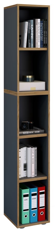 VCM NORDIC Salia B30 Büroregal mit 3 verstellbaren Böden - Anthrazitgrau und Naturholz