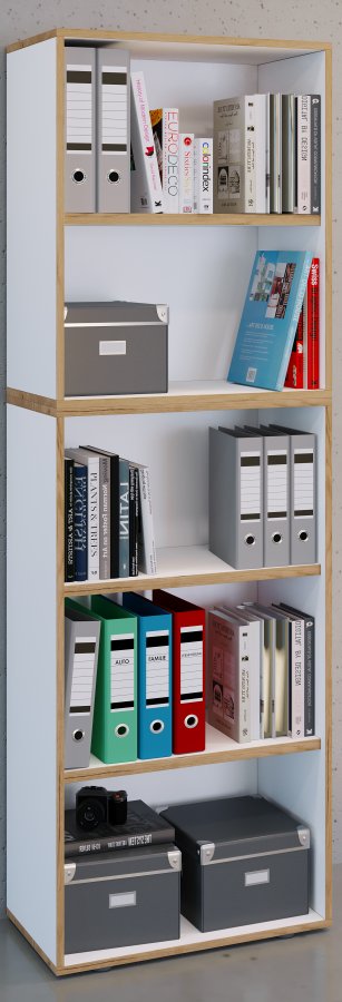 VCM NORDIC Salia B60 Büroregal mit 3 verstellbaren Böden - Weiß und Naturholz