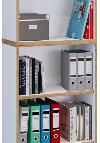 VCM NORDIC Salia B60 Büroregal mit 3 verstellbaren Böden - Weiß und Naturholz