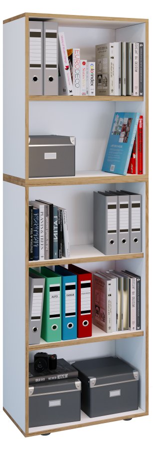 VCM NORDIC Salia B60 Büroregal mit 3 verstellbaren Böden - Weiß und Naturholz