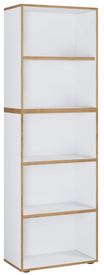 VCM NORDIC Salia B60 Büroregal mit 3 verstellbaren Böden - Weiß und Naturholz