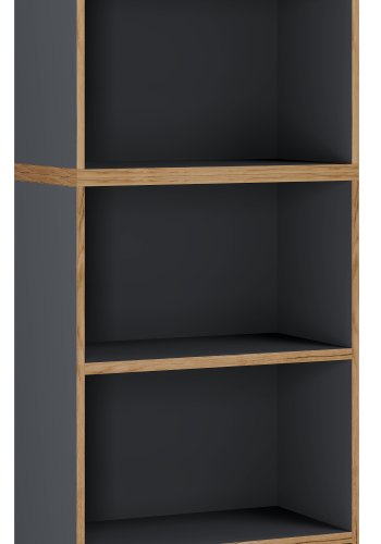 VCM NORDIC Salia B60 Büroregal mit 3 verstellbaren Böden - Anthrazitgrau und Naturholz