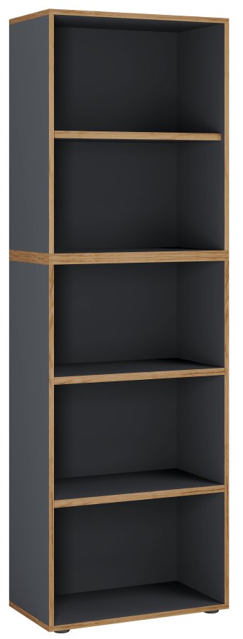 VCM NORDIC Salia B60 Büroregal mit 3 verstellbaren Böden - Anthrazitgrau und Naturholz
