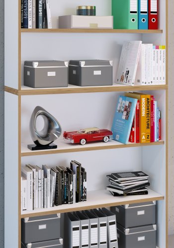 VCM NORDIC Salia B100 Büroregal mit 3 verstellbaren Böden - Weiß und Naturholz