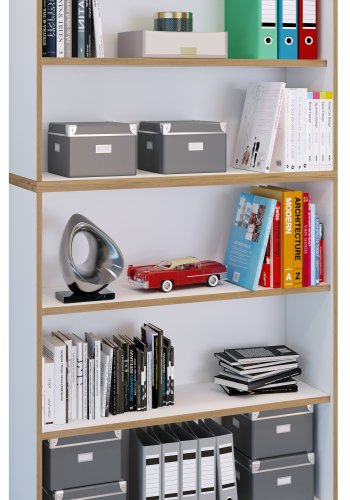 VCM NORDIC Salia B100 Büroregal mit 3 verstellbaren Böden - Weiß und Naturholz