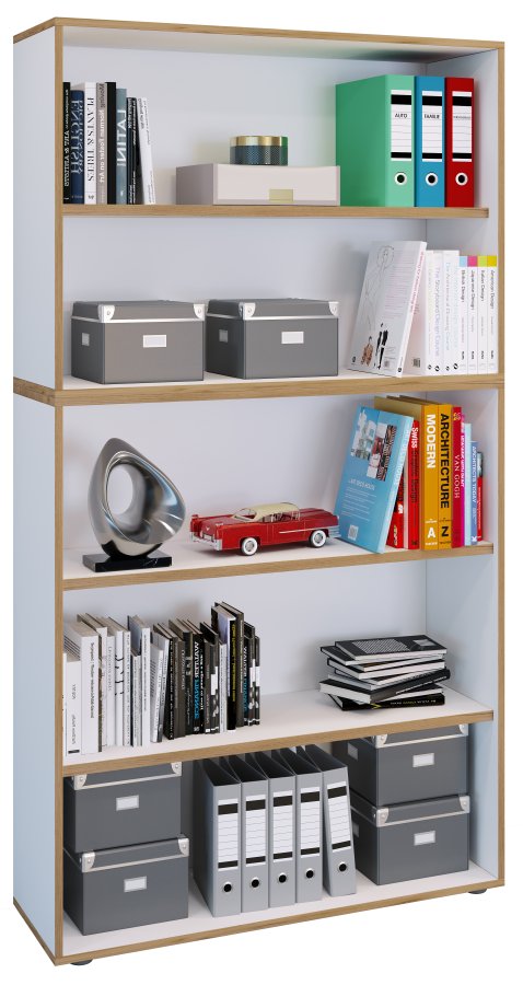 VCM NORDIC Salia B100 Büroregal mit 3 verstellbaren Böden - Weiß und Naturholz