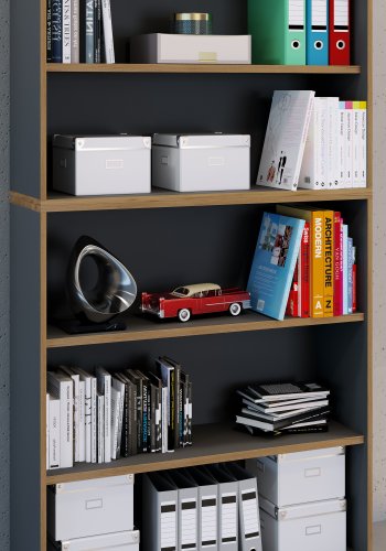 VCM NORDIC Salia B100 Büroregal mit 3 verstellbaren Böden - Anthrazitgrau und Naturholz