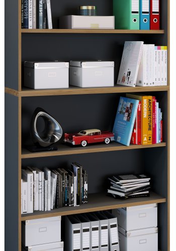VCM NORDIC Salia B100 Büroregal mit 3 verstellbaren Böden - Anthrazitgrau und Naturholz