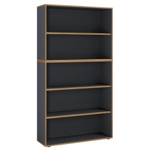 VCM NORDIC Salia B100 kontorbokhylle, m. 3 justerbare hyller - antrasittgr og naturlig tre